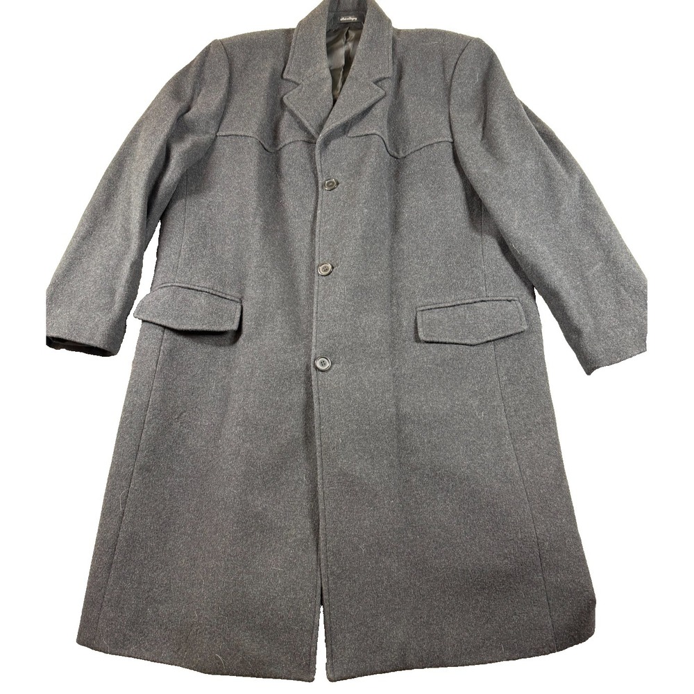 Vtg Hungarian Wool Western Overcoat Men's‎ XL Ranchwear Long Coat Gray
